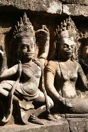 Detail in Angkor Wat temple in Cambodiaの写真素材