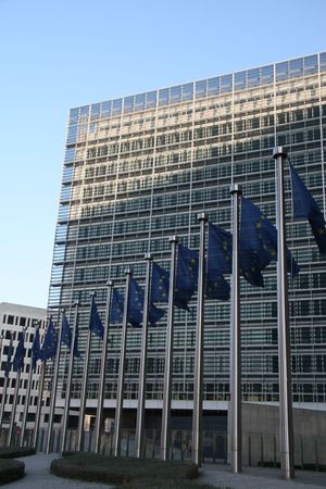 European Commission building Berlaymont in Brussels, Belgiumの写真素材