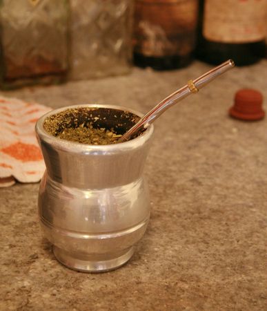A cup of yerba mate, the national drink of Argentina, Paraguay and Uruguay
