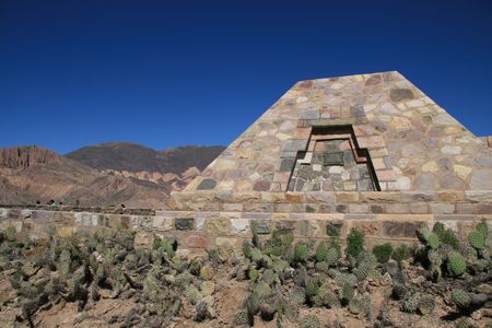 Precolumbian ruins near Tilcara (Jujuy province near Salta) surrounded by cactuses.の写真素材