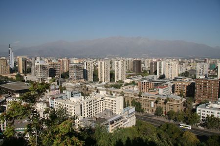 Panorama on modern Santiago de Chile, capital of Chileの写真素材