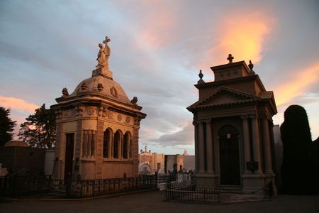 Graves in Punta Arenas cemetery in Patagonia, Chileの写真素材