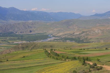 Landscape around Akhaltsikhe in the Caucasian Republic of Georgia.