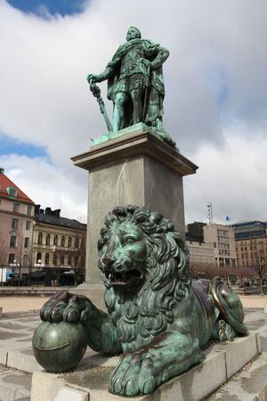 Statue of the Swedish king Charles XIII in Kungstradgarden, a park in Central Stockholm. This statue was inaugurated in 1821 and is in the public domainの写真素材