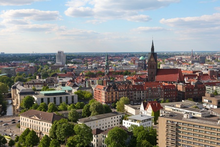 View on the center of Hannover from the new Town Hall (neues Rathaus).の写真素材