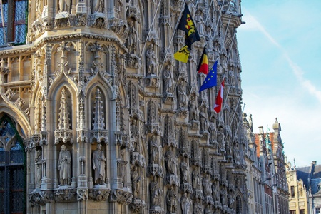Gothic Town Hall in Leuven, Belgium. This building was created in the 15th Century, no property release required.の写真素材