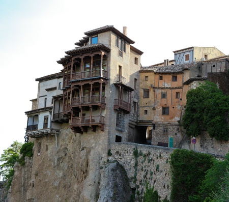 Casas colgadas (hanging houses) in Cuenca in Castille La Mancha, Spain.の写真素材