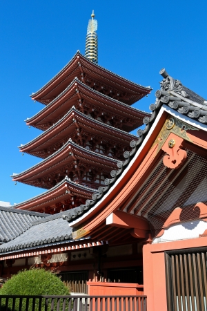Pagoda at Sensoji Asakusa Temple in Tokyo, Japanのeditorial素材