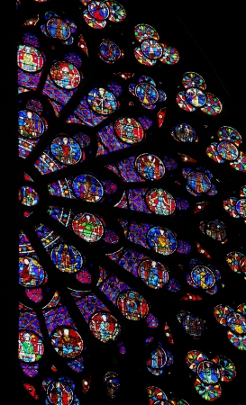 Rose window in the cathedral of Notre Dame in Paris, France