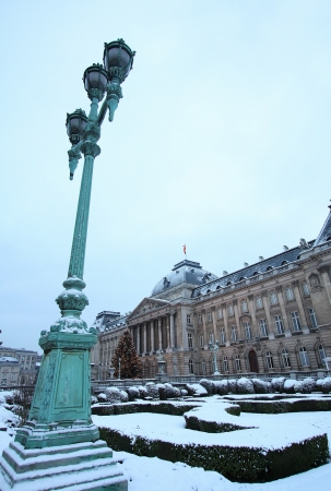 Royal Palace in Brussels, Belgium, in winter.の写真素材