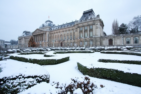 Royal Palace in Brussels, Belgium, in winter.のeditorial素材