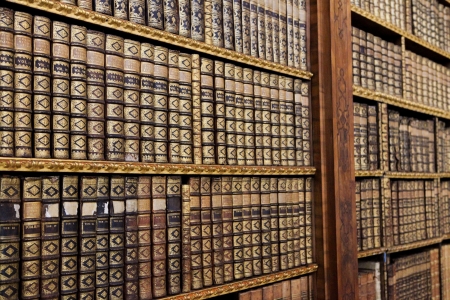 Old books in the Library of Stift Melk, Austria. All these books were created more than 200 years ago, no property release is required.のeditorial素材