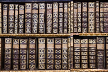 Old books in the Library of Stift Melk, Austria. All these books were created more than 200 years ago, no property release is required.のeditorial素材