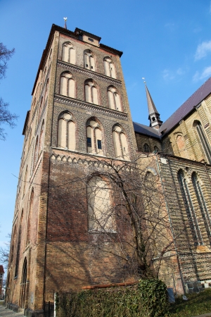 Marienkirche  Church of Mary  in Rostock, Germany, on April 9, 2013  Rostock is the largest city in the north German state Mecklenburg-Vorpommern の写真素材