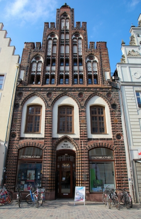 Old Library in the center of Rostock, Germany, on April 9, 2013. Rostock is the largest city in the north German state Mecklenburg-Vorpommern.のeditorial素材