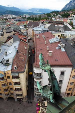 INNSBRUCK, AUSTRIA - JUNE 25 View from the Stadturm on the center of Innsbruck, Austria, on June 25, 2013.のeditorial素材