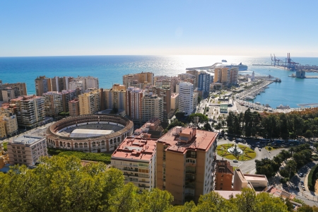 Panorama on the port of Malaga, Andalusia, Spain の写真素材