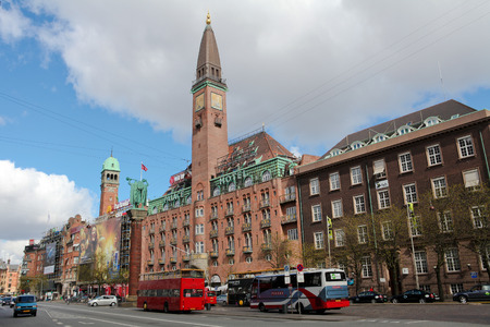 COPENHAGEN, DENMARK - APRIL 19: Unidentified people at the famous Palace Hotel in the City Hall Square (Danish: Radhuspladsen) in the center of Copenhagen, Denmark, on April 19, 2010.のeditorial素材