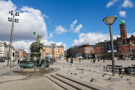COPENHAGEN, DENMARK - APRIL 19: The City Hall Square (Danish: Radhuspladsen) in the center of Copenhagen, Denmark, on April 19, 2010.のeditorial素材