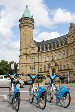 LUXEMBOURG CITY, LUXEMBOURG - JULY 18, 2009: The Banque et Caisse d'Epargne de l'Etat is the most famous bank building of Luxembourg.のeditorial素材