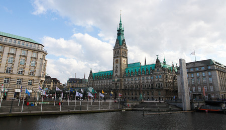 HAMBURG, GERMANY - APRIL 20, 2010: View on the famous City Hall in the center of Hamburg, Germany.のeditorial素材