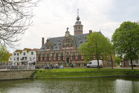 MIDDELBURG, THE NETHERLANDS - APRIL 12, 2014:  Kloveniersdoelen in Middelburg, capital of Zeeland province, the Netherlands.This building was created in 1607 in Flemish Renaissance style.のeditorial素材