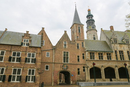 MIDDELBURG, THE NETHERLANDS - APRIL 12, 2014:  Abbey in Middelburg, capital of Zeeland province, the Netherlands.のeditorial素材
