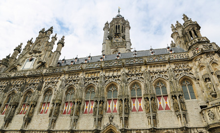 Famous Town Hall of the city of Middelburg, capital of Zeeland province, the Netherlands. This building was created more than 300 years ago, no property release is required.の写真素材