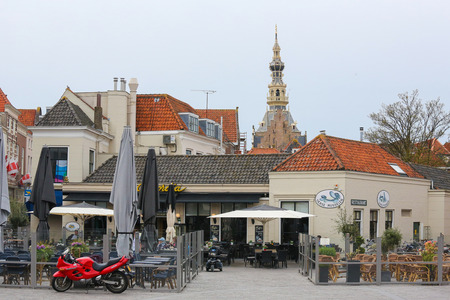 ZIERIKZEE, THE NETHERLANDS - APRIL 12, 2014: Havenplein in the small city Zierikzee on the former island Schouwen in Zeeland province, the Netherlands.のeditorial素材