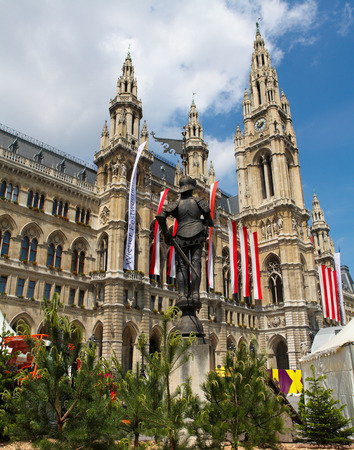 VIENNA, AUSTRIA - MAY 28, 2010: Town Hall or Rathaus in Vienna, Austria.のeditorial素材