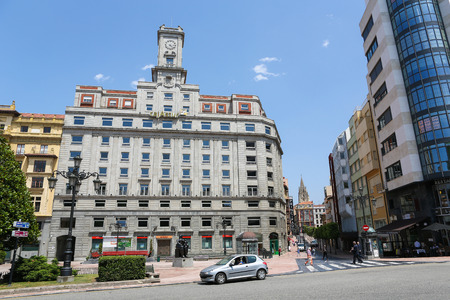 OVIEDO, SPAIN - JULY 17, 2014: CajAstur building in the center of Oviedo, Asturias, Spain.のeditorial素材