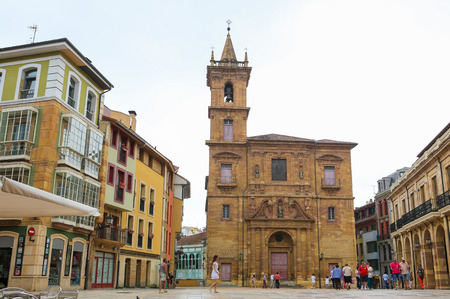 OVIEDO, SPAIN - JULY 17, 2014: San Isidoro el Real church in the center of Oviedo, Asturias, Spain.のeditorial素材