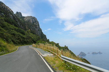 Cliff road at Carino near Ortigueira in Galicia, Spain.の写真素材