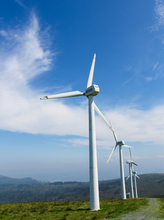 Onshore wind farm in the Northern part of Galicia, Spain.の写真素材