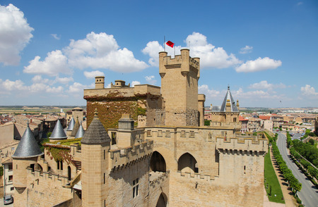 View from the medieval fortifications in Ujue, (Uxue in Basque), a town in Navarre, Northern Spain.のeditorial素材