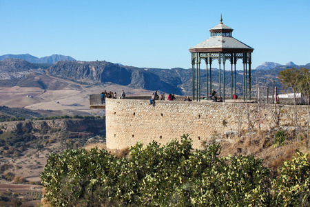 RONDA, SPAIN - DECEMBER 1, 2013: Viewpoint over el Tajo canyon in Ronda, Malaga province, Andalusia, Spain.のeditorial素材