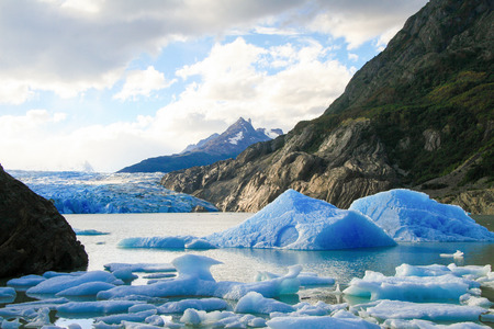 Glacier in Torres del Paine National Park in Patagonia, Chile.の写真素材