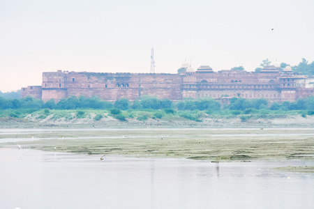 View on Agra Fort at dusk in Agra, Uttar Pradesh, Indiaのeditorial素材