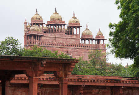 Jama Masjid mosque (16th Century) in Fatehpur Sikri, ancient city founded by Mughal emperor Akbar, one of the best preserved collections of Indian Mughal architecture  in Agra, Uttar Pradesh, Indiaのeditorial素材