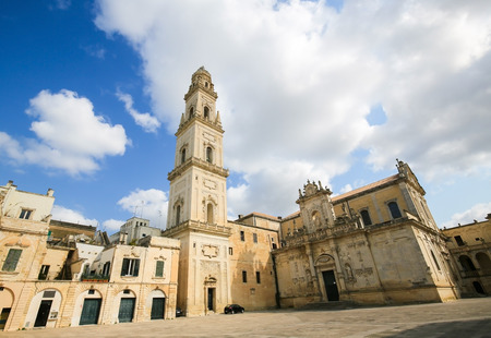 Cathedral of the Assumption of the Virgin Mary in Lecce, a historic city in Apulia, Southern Italyの写真素材