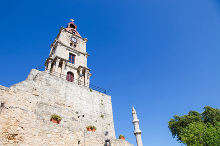 Clock Tower of Rhodes in the Dodecanese in Greece