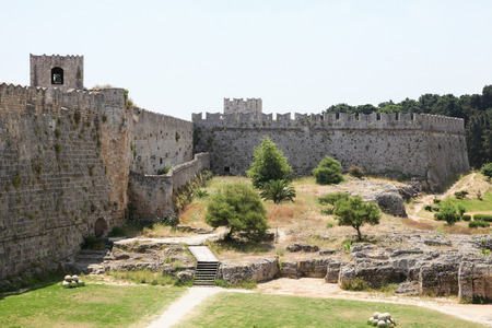 Palace of the Grand Master of the Knights of Rhodes, a medieval castle of the Hospitaller Knights on the island of Rhodes, Greece.のeditorial素材