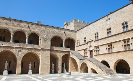 Palace of the Grand Master of the Knights of Rhodes, a medieval castle of the Hospitaller Knights on the island of Rhodes, Greece.のeditorial素材