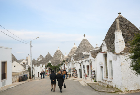 ALBEROBELLO, ITALY - MARCH 15, 2015: Trulli of Alberobello, small town of the Metropolitan City of Bari, Puglia, Southern Italy.のeditorial素材