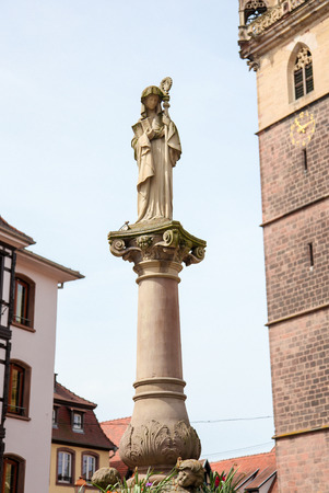 Statue of Saint Odile in Obernai, Bas-Rhin, Alsace, Franceのeditorial素材
