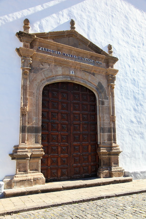 Old gate of the Church of Saint Ana (1520) in Garachico, Tenerife, Canary Islands, Spainの写真素材