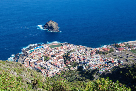 View from above on the town of Garachico, Tenerife, Canary Islands, Spainの写真素材