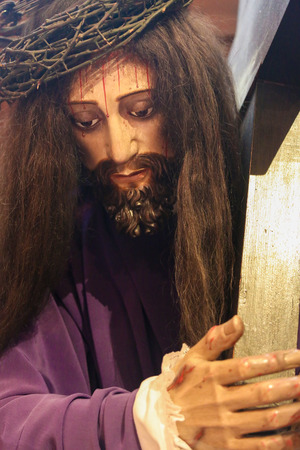 LISBON, PORTUGAL - JULY 13, 2016: Statue of Jesus carrying the Cross in the Church of Nossa Senhora do Loreto in Bairro Alto dsitrict, Lisbon, Portugal.のeditorial素材