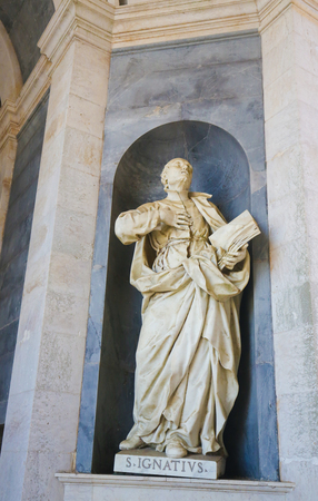 Statue of Saint Ignatius of Loyola, founder of the Society of Jesus, at the Palace of Mafra in Portugal.のeditorial素材