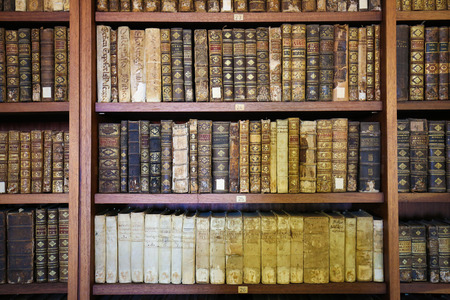 Old books in the library of Coimbra, Portugalのeditorial素材